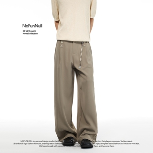 春季 NOFUNNULL 美式 复古设计感纽扣直筒西裤 潮 男女纯色垂感休闲裤
