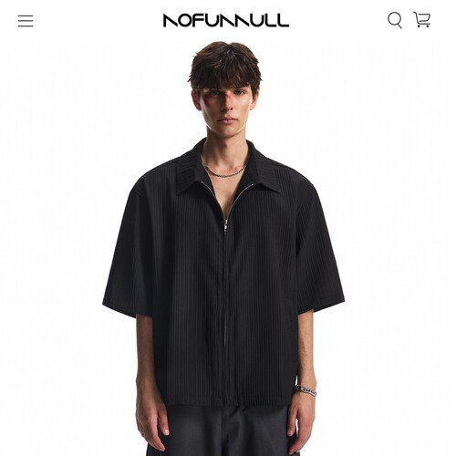 NOFUNNULL短宽肌理感短袖衬衫潮