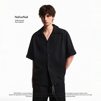 NOFUNNULL西装领轻奢短袖衬衫潮