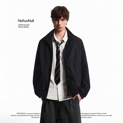 NOFUNNULL美式纯色简约boxy夹克