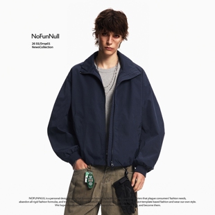 NOFUNNULL 美式复古立领飞行员夹克男女春季cleanfit短款廓形外套