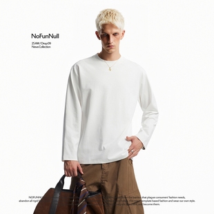 cleanfit百搭高质打底衫 NOFUNNULL240g重磅纯色圆领长袖 T恤男美式