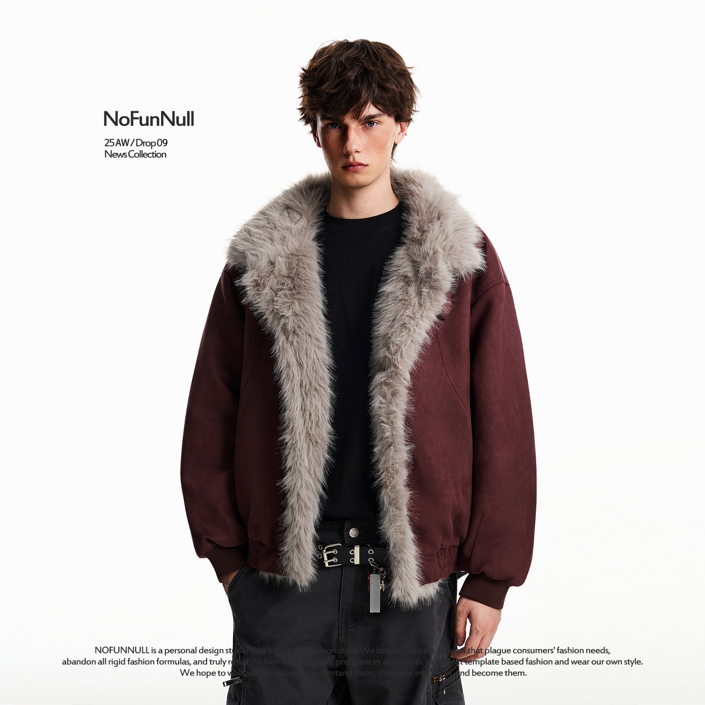 NOFUNNULL座山雕毛领解构棉衣潮