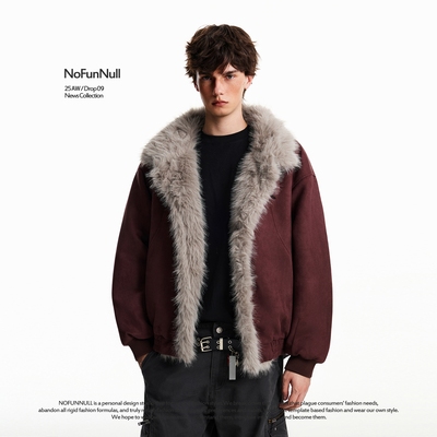 NOFUNNULL座山雕毛领解构棉衣潮
