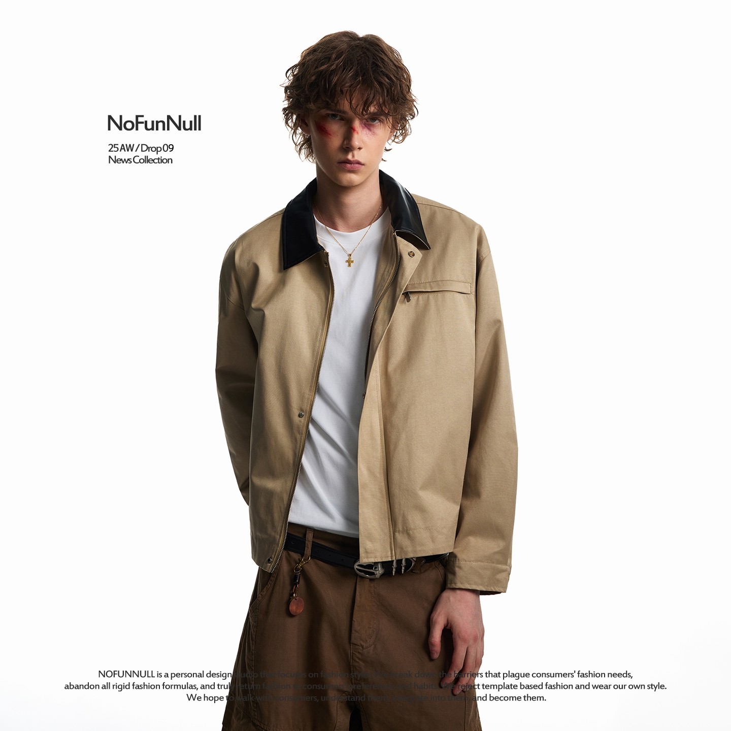 NOFUNNULL 美式巴恩风PU皮撞色翻领飞行夹克男女秋季短款工装外套,男装,夹克,淘宝优惠券,粉丝福利购,淘宝优惠卷