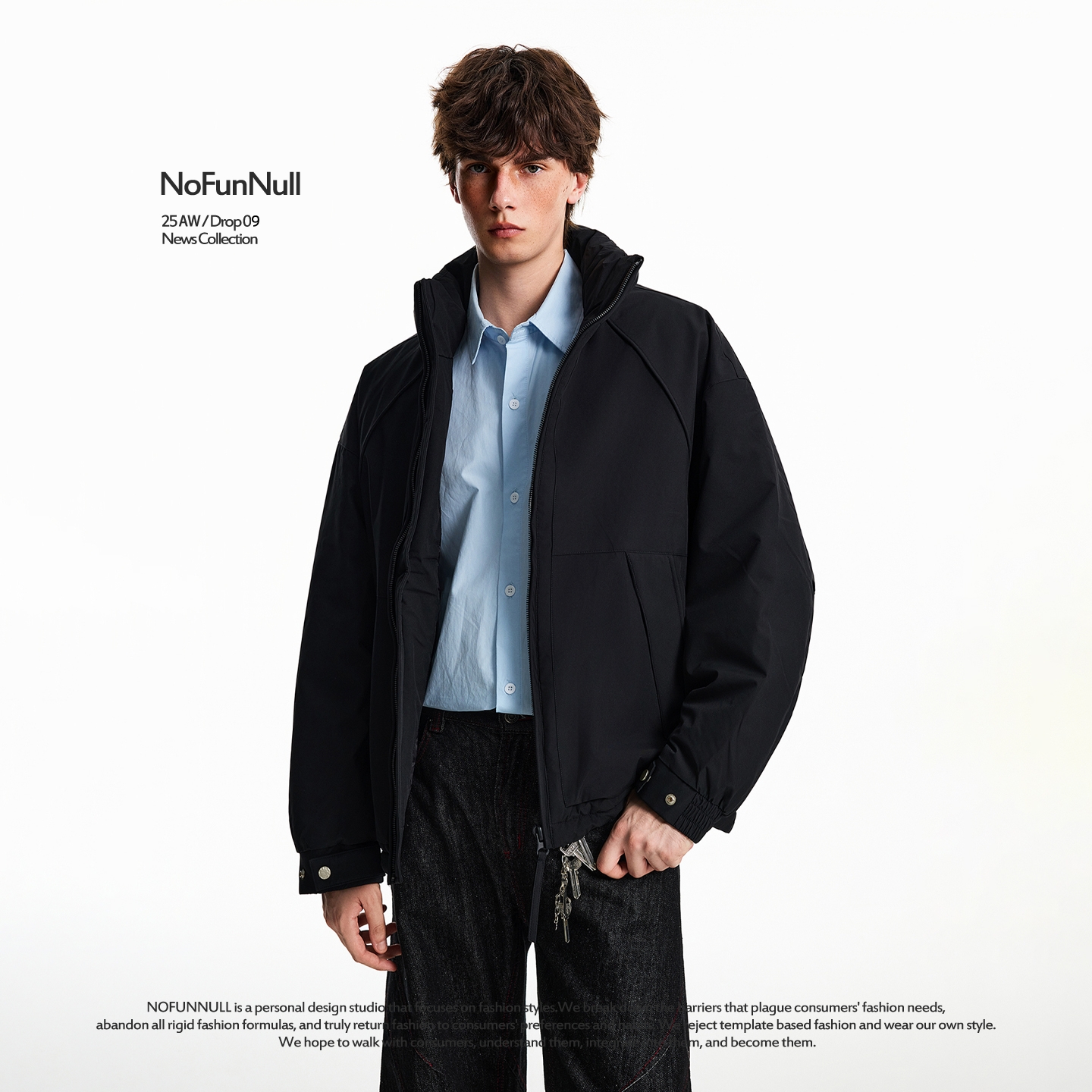 NOFUNNULL立领短款廓形羽绒服潮