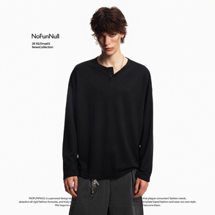 极简风高质纯色打底衫 美式 T恤男女春季 NOFUNNULL老钱风肌理感长袖
