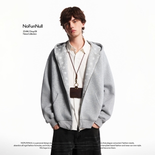 帽衫 NOFUNNULL 上衣 宽松百搭情侣款 连帽卫衣春季 美式 重磅印花开衫