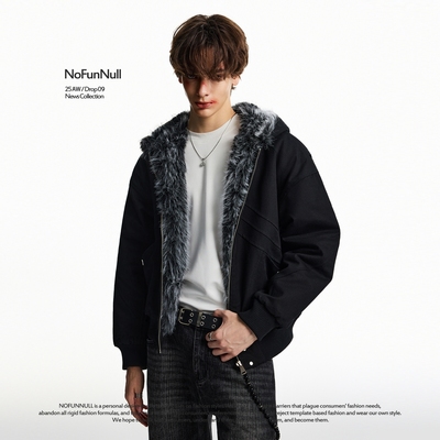 NOFUNNULL美式座山雕连帽棉衣潮
