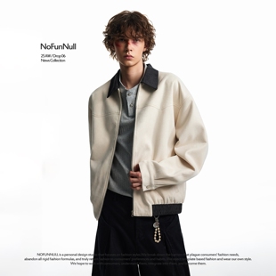 美式 复古麂皮亮色夹克男女高街vibe痞帅飞行外套潮 秋季 NOFUNNULL