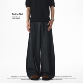NOFUNNULL 女 秋冬羊毛垂坠褶皱休闲长裤 美式 vibe宽松高质毛呢西裤