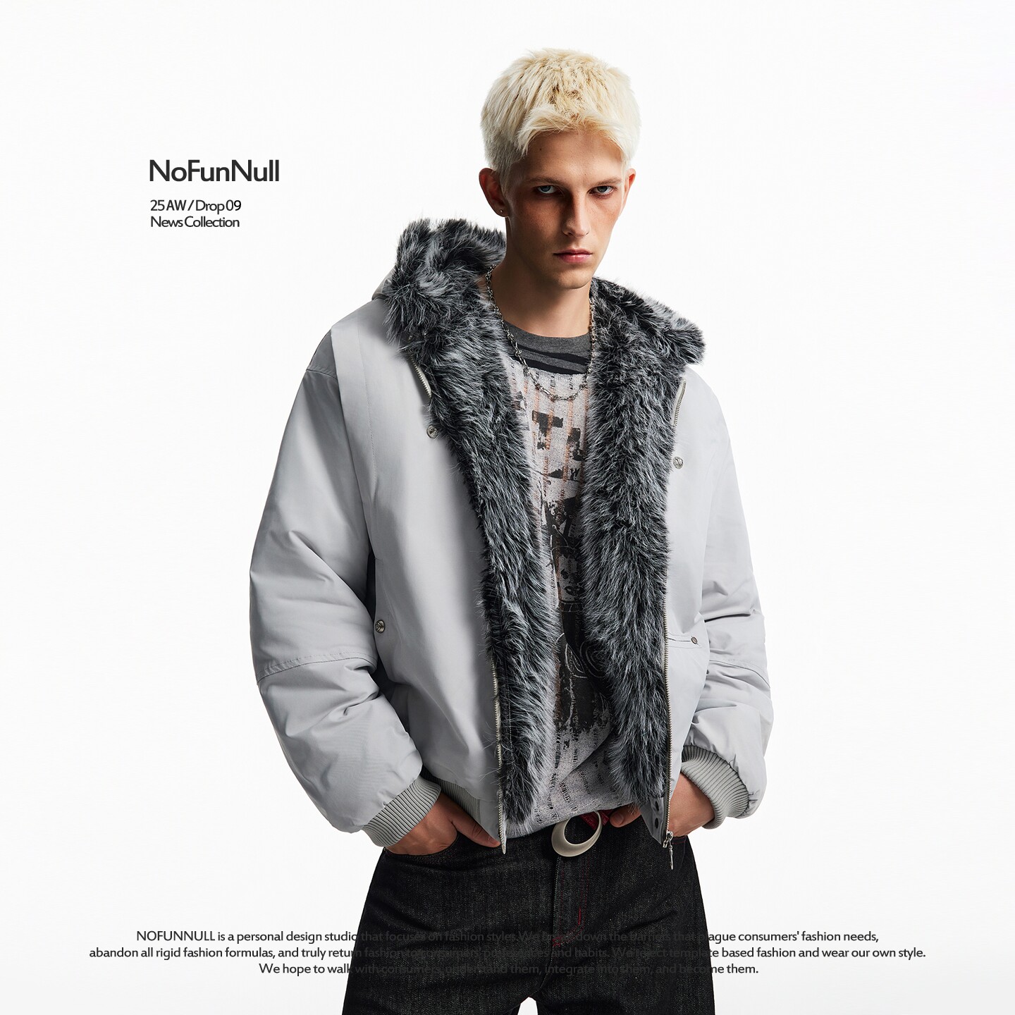 NOFUNNULL美式加厚座山雕棉服潮