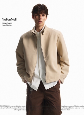 NOFUNNULL美式复古cleanfit翻领S拉链夹克男女秋季高级设计感外套