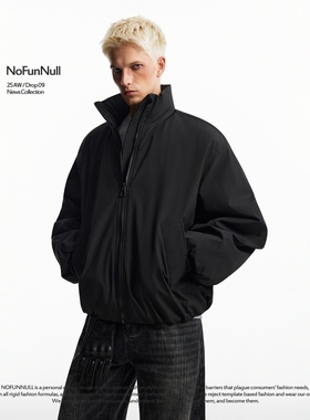 NOFUNNULL 美式bomber短款立领棉服男休闲宽松廓形保暖上衣外套女