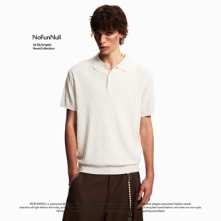 T恤男女夏桑蚕丝绵羊毛POLO衫 潮 肌理感翻领针织短袖 NOFUNNULL美式