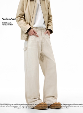 NOFUNNULL 美式复古直筒工装牛仔裤春季男Cleanfit宽松简约长裤子