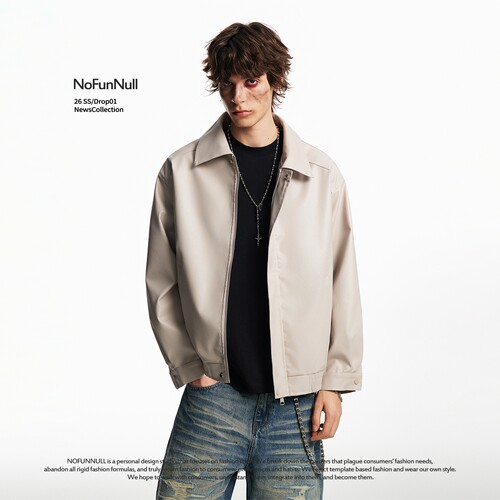 NOFUNNULL美式复古潮街PU皮夹克