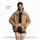 NOFUNNULL 可拆卸羊羔绒翻领夹克男女冬季保暖美式复古PU棉衣外套