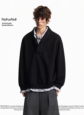 NOFUNNULL 美式复古假两件衬衫领卫衣春季男设计感宽松廓形长袖潮