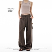 美式 老钱风cleanfit条纹肌理感西裤 秋季 NOFUNNULL 男女复古阔腿裤