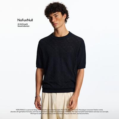 NOFUNNULL老钱风针织圆领短袖T恤