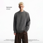 NOFUNNULL 重磅圆领宽松套头毛衣秋冬男高质针织衫 上衣内搭打底女