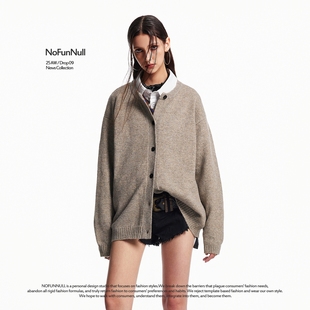 NOFUNNULL 女 复古老钱风羊毛混纺毛衣外套男秋冬休闲高质上衣开衫