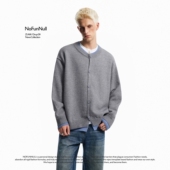 美式 假两件撞色老钱风开衫 毛衣男秋冬款 NOFUNNULL 复古保暖针织衫