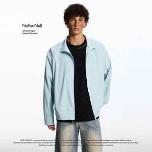 休闲纯色立领防晒服男女春季 软糯亲肤凉感透气外套 美式 NOFUNNULL