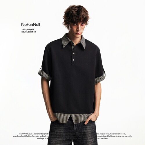NOFUNNULL假两件设计感POLO衫潮