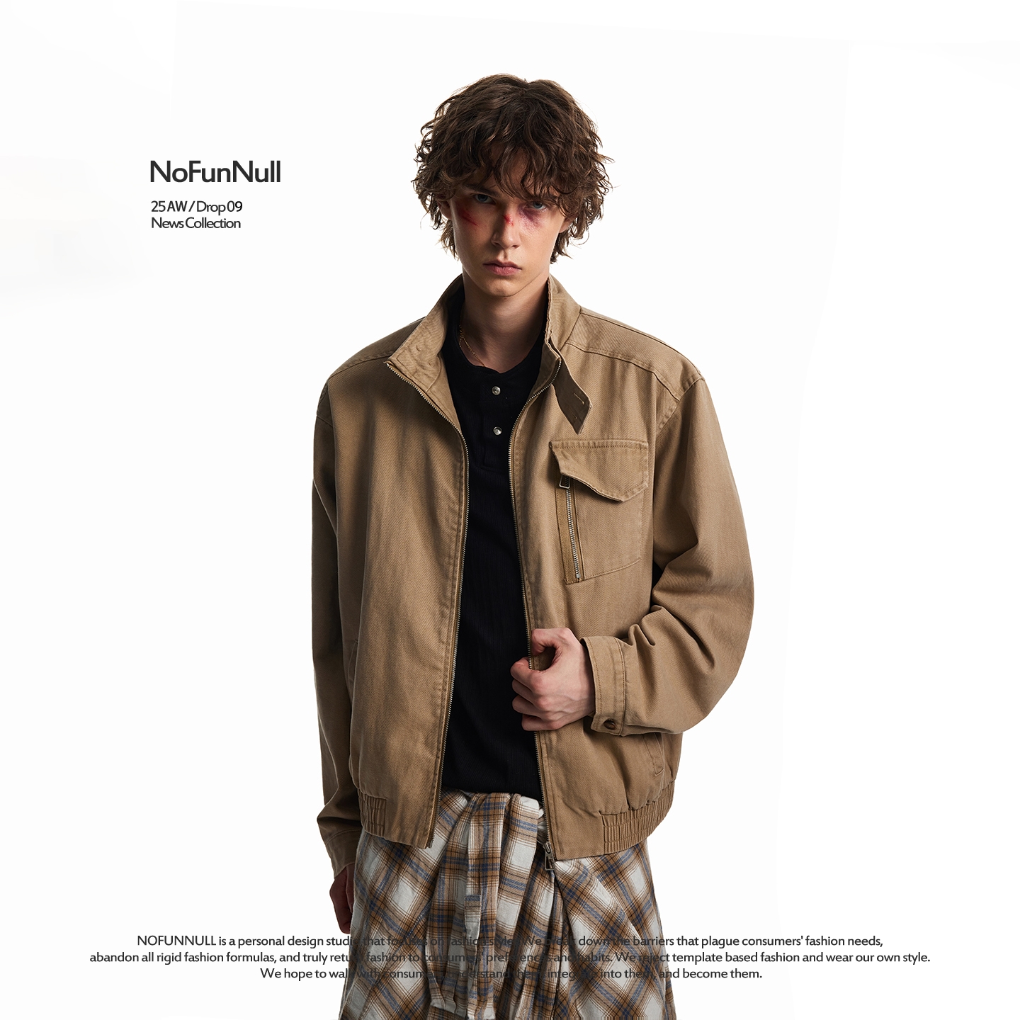 NOFUNNULL哈灵顿立领短款外套潮