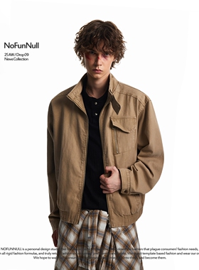 NOFUNNULL美式高街vibe立领哈灵顿夹克男秋季复古工装短款外套潮