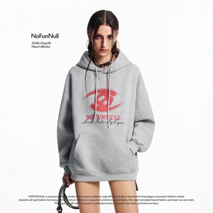[张桂源同款]NOFUNNULL 美式字母印花卫衣女秋季400g重磅硬挺帽衫