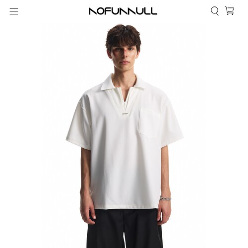 NOFUNNULL280g重磅v领polo衫男