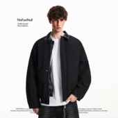 NOFUNNULL 美式 vibe假两件格纹翻领加厚棉衣男秋冬设计感棉服夹克