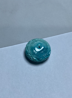 天然原矿绿松石雕刻云纹隔珠圆珠配珠平安扣