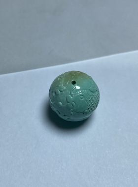 天然原矿绿松石雕刻鱼吊坠项链无优化佛珠配饰小挂件颈坠