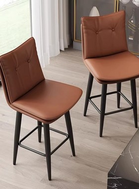 铁艺旋转吧台椅家用岛台椅设计师酒吧椅子靠背商用收银前台高脚凳