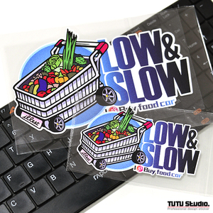 TUTU圖圖車貼 ILL买菜车贴纸 LOW&SLOW个性买菜用装饰反光贴花