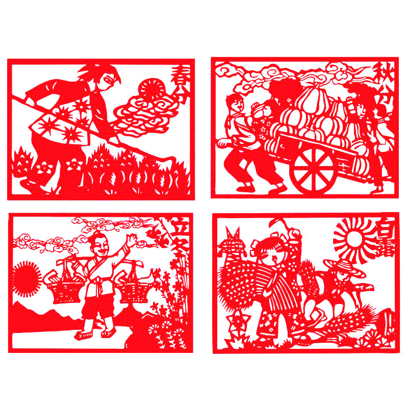 二十四节气剪纸农耕图案底稿半成品儿童手工中国风窗花diy材料包