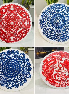 原创复杂伞面团花剪纸油纸伞大窗花手工作品35cm55cm80cm刻纸