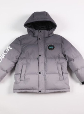 中长款冬季B.Duck小黄鸭儿童羽绒服灰色连帽保暖外套专柜款