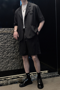 夏季韩版男ins网红西装潮流宽松短袖西服短裤套装A369-TZ005图片