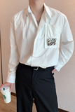 秋季红高级感小众长袖衬衫男金属装饰链条衬衣男CS633，男装衬衫，电商B267