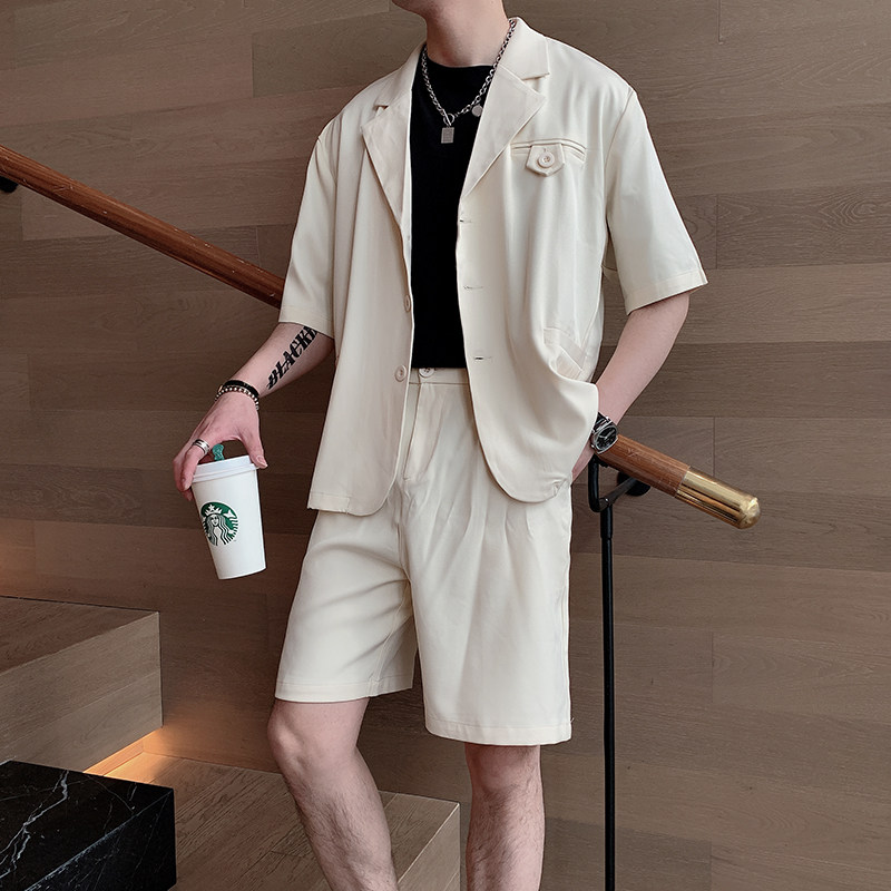 夏季韩版男ins网红西装潮流宽松短袖西服短裤套装A369-TZ005,男装西服,电商B267
