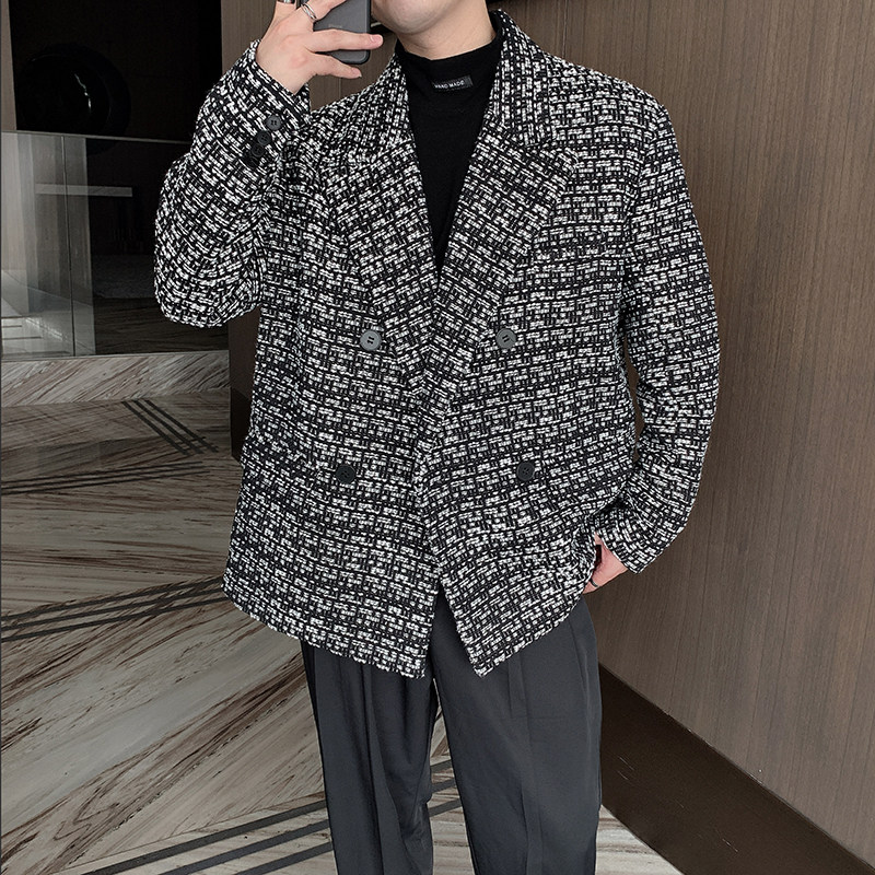 秋冬加厚小香风休闲西服男韩版宽松毛呢西装外套ins潮XZ028,男装西服,电商B267