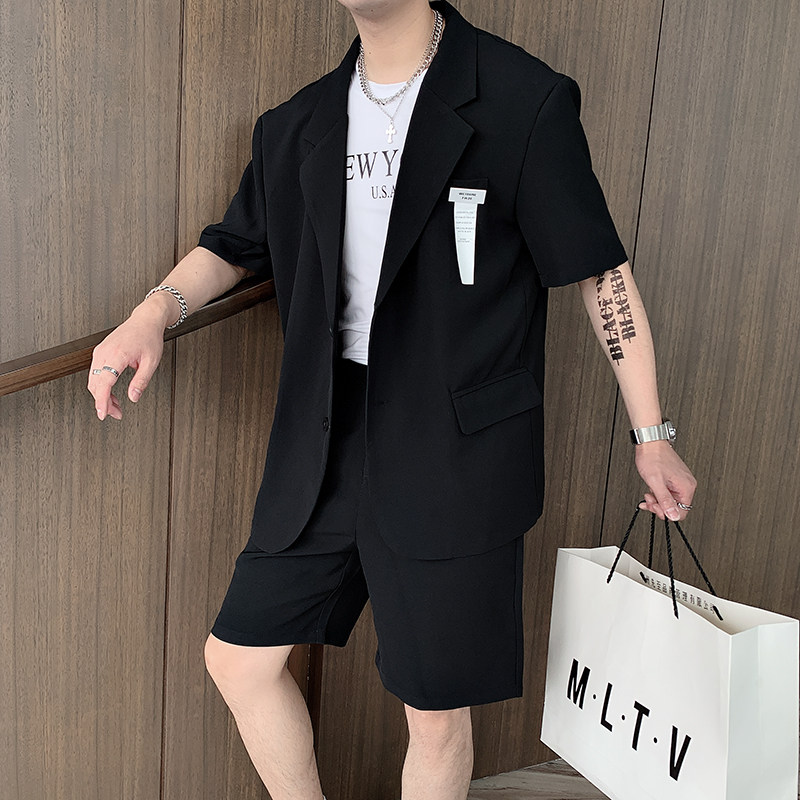 夏季韩版男ins网红西装潮流宽松短袖西服短裤套装B267-TZ117,男装西服套装,电商B267