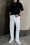 夏季新品韩版半高领褶皱高弹修身短袖针织衫男立领T恤潮T，男装T恤，电商B267