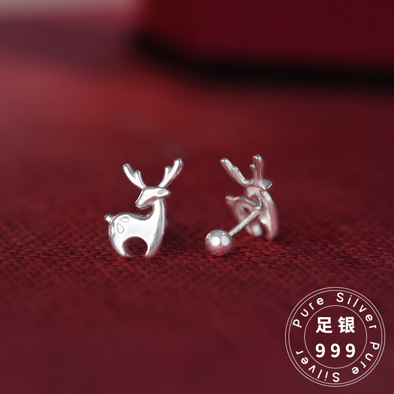 S999纯银耳钉一鹿有你耳环