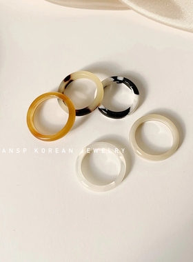 韩国窄边戒指玳瑁FoFins树脂